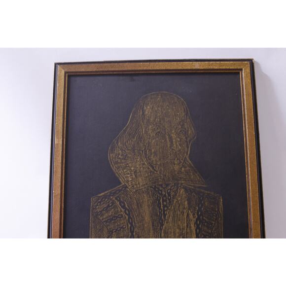 Brass Rubbing, William Shakespeare, Tomb Rubbing, Portrait, Framed, Wall Hanging - Picture 2 of 4